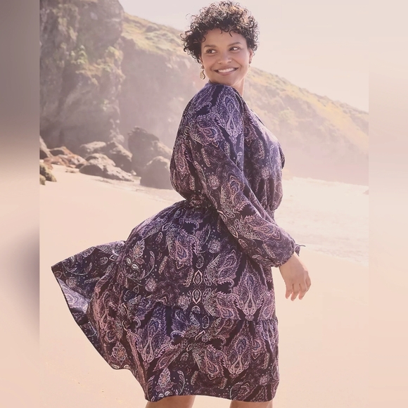 Lane Bryant Navy Paisley Midi Dress size 22 NWT Holiday Party Dress Long Sleeves - Picture 10 of 10